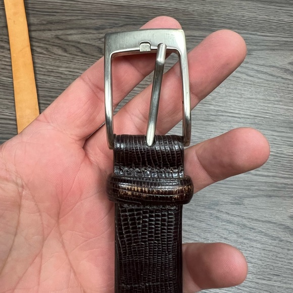 Martin Dingman Brown Lizard Grain Leather Belt 36 - Picture 2 of 9